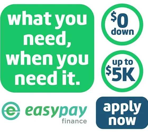 Text promoting easy financing options with $0 down and up to $5,000 available.